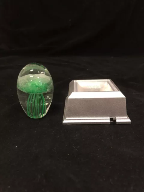 Green Jellyfish Paperweight With  Color Light Base