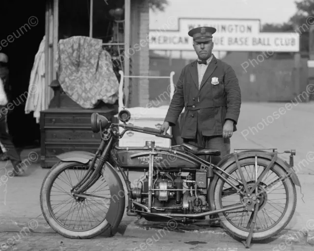 Henderson Police Motorcycle 1922   8" - 10" B&W Photo Reprint