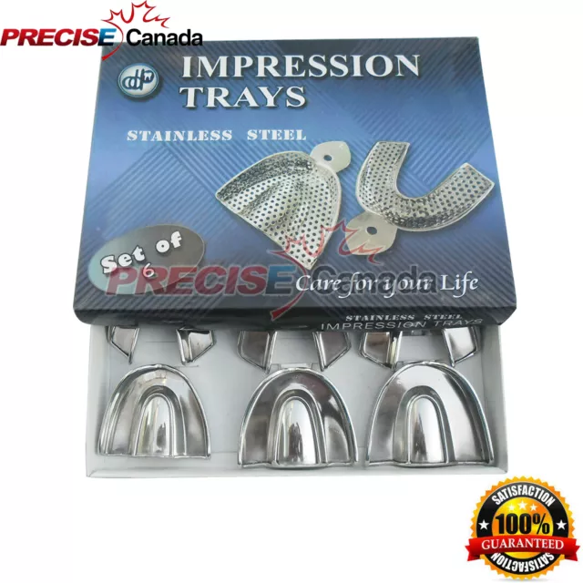 6 Pcs New Dental Impression Trays set Solid Denture Instruments