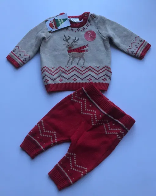Next Baby Fair Isle Knitted Reindeer Outfit Age 0-3 Months *BNWT*