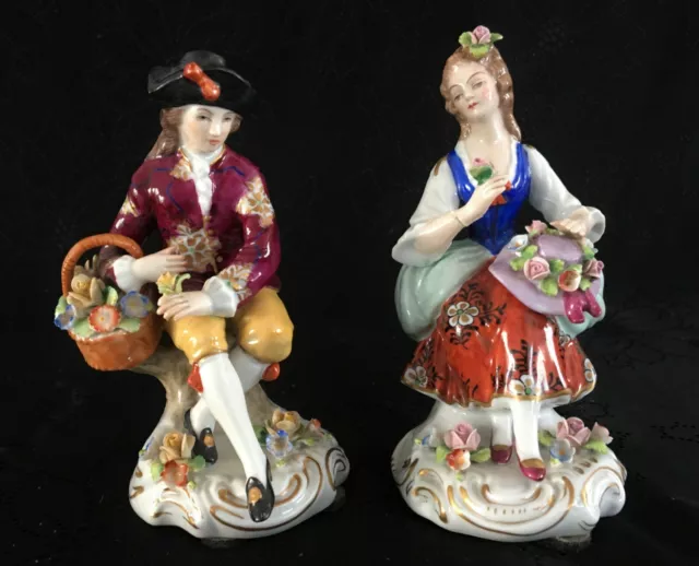 SITZENDORF - 2 FIGURINES HOMME et FEMME du XVIII°  C 1950 - SUPERBE
