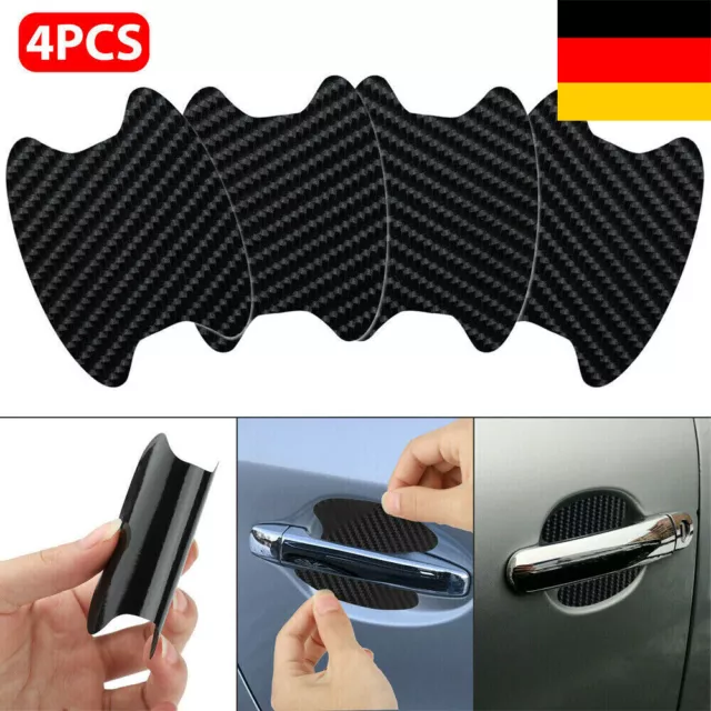 4x Auto Türgriff Lackschutz Aufkleber Folie Türschutz Mulde, Carbon, SCHWARZ, DE