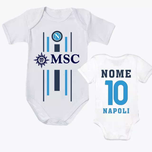 Body Personalizzato Napoli Calcio Nome e Numero idea regalo bimbo neonato cotone
