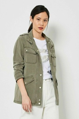 MINT VELVET KHAKI Utility Washed Jacket 
