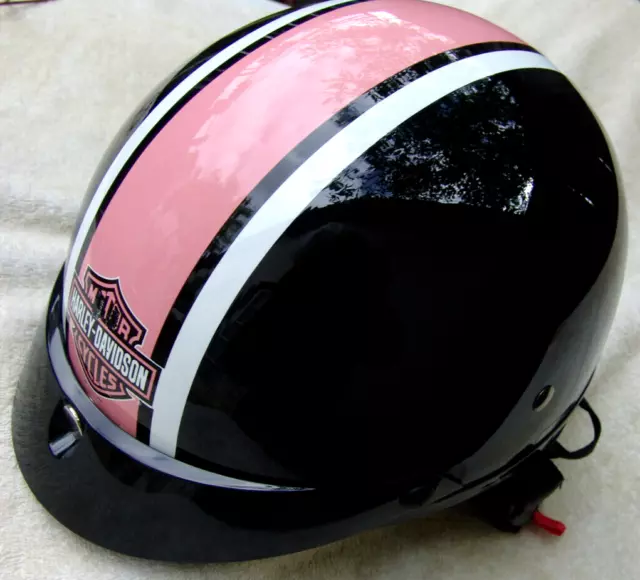 Harley Davidson® Womens Black Pink & White Genuine Motorcycle Dot Helmet Size Xl