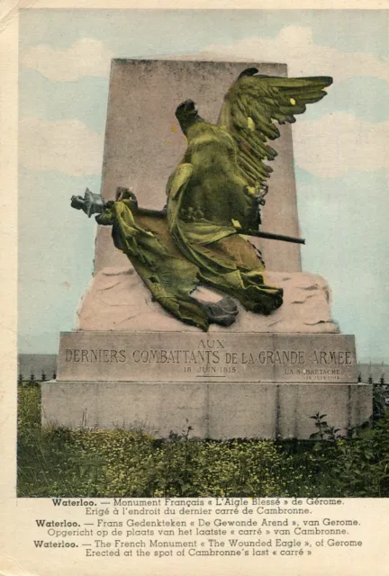BELGIQUE WATERLOO Monument Français L'Aigle Blessé de Gérome Carré Cambronne