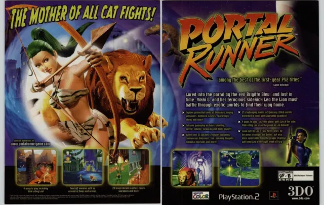Portal Runner PS2 GBC 3DO Video Game Art 2001 Vintage Print Ad/Poster
