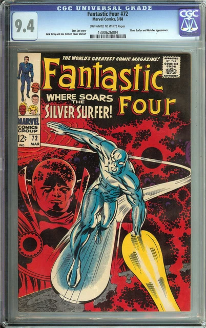Fantastic Four #72 Cgc 9.4 Ow/Wh Pages // Silver Surfer Cover/Appearance 1968
