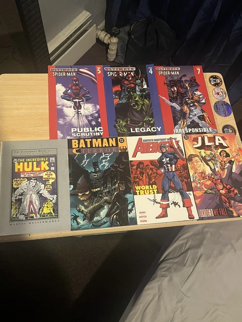 Comic Book Graphic Novel Lot Of 7 In Great Condition Spider Man, Hulk And More