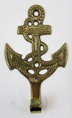 5.25" Brass Anchor Wall Hook Set/3 ~ Pirate ~ Nautical Decor ~ Maritime ~ Boat