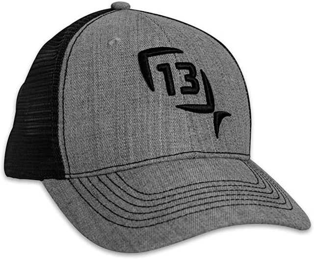 13 FISHING Men's Gray Baseball Cap Matter Curved Brim Snapback Ballcap