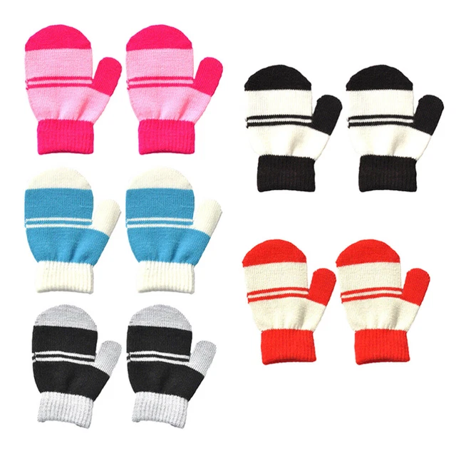 Guanti Uomo Donna Bambini Lavorati a Maglia Bambini Bambini Guanti Calore La Neve 5 Paia