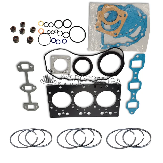3TNE84 Full Gasket Kit + Piston Rings for Yanmar 3TNE84T 3D84E 3D84N John Deere