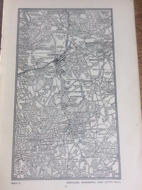 Dorking Redmore Leith Hill Surrey c1920 Map London South of the Thames 7x4”