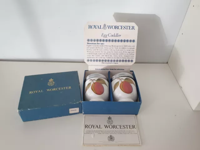 Pair of Vintage Royal Worcester Evesham Standard Single Egg Coddlers Boxed