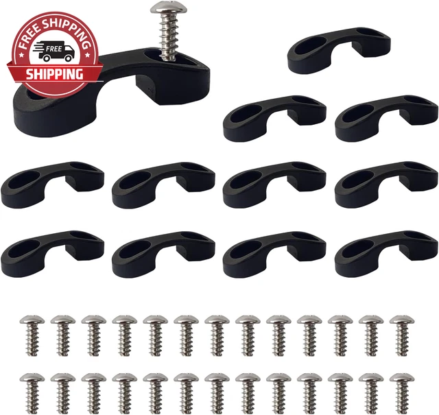 Kayak Pad Eye Kit Nylon Bungee Tie down Eyelets with Stainless Steel Screws 12Pc