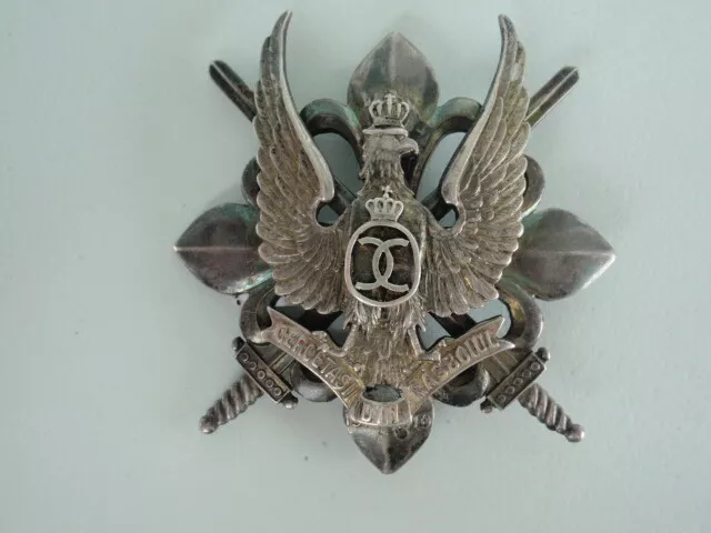 Romania Kingdom Scout Officer's Regiment Badge. Silver #202 Carol Ii Period Rr!!