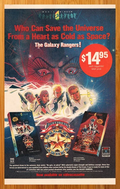 1987 GALAXY RANGERS VHS Print Ad/Poster 80s Kid TV Cartoon Video Promo ...
