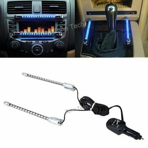 Zone Tech 2x Blu 15 LED Suono Attivato Interno Auto Corsa Musica Ritmo Luci