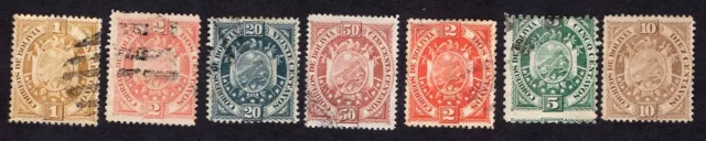 Bolivia 1894 7 sellos Mi#38(1)-39(1)-42(1)-43(1)+39(2)-41(2) usado CV=25$