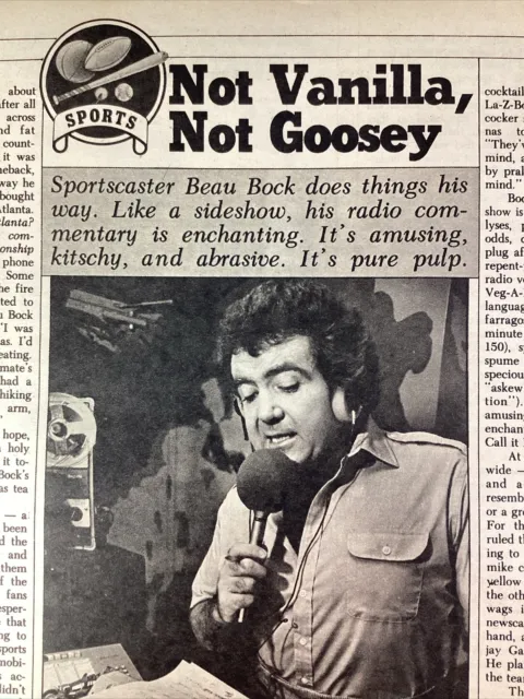 Atlanta GA Print Article 1980 AJC Beau Bock Sportscaster WQXI WSB