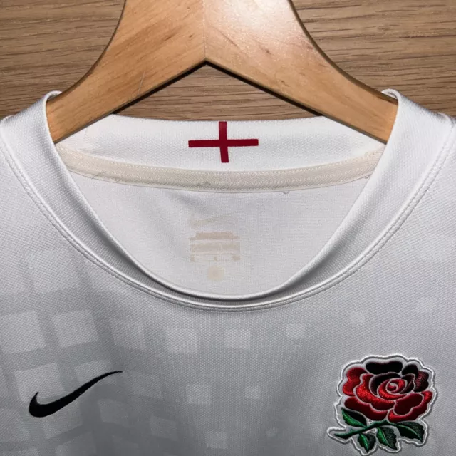 Nike England Rugby Union Home Jersey White Black 2011 2012 Shirt Size Large L 3