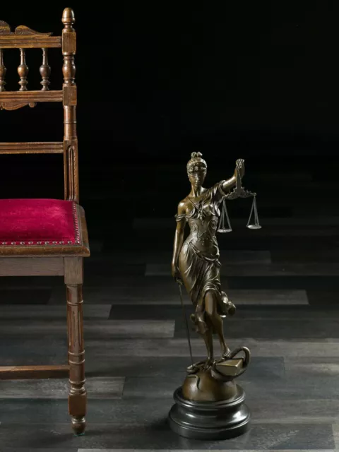 Lady justice bronze sculpture fairness law symbol antique style statue - xl 63cm 2