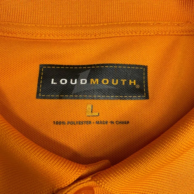 LOUDMOUTH MEN'S SIZE Large Orange Polyester Embroidered Logo Golf Polo ...