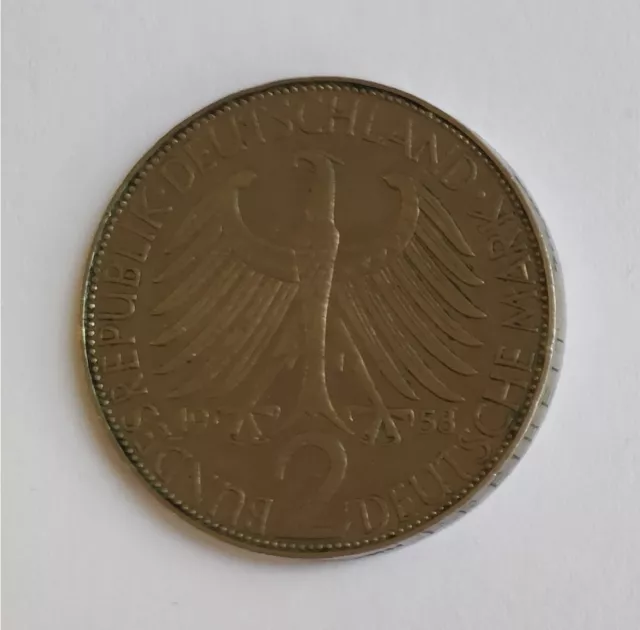 Münze BRD 2 Deutsche Mark DM J 1958