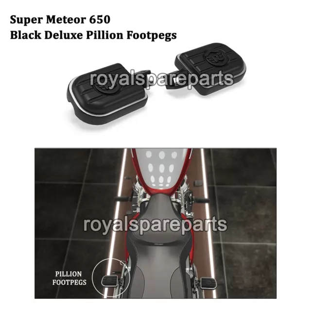 Véritable Royal Enfield " Super Meteor 650 " Noir Deluxe Pillion Repose-Pieds