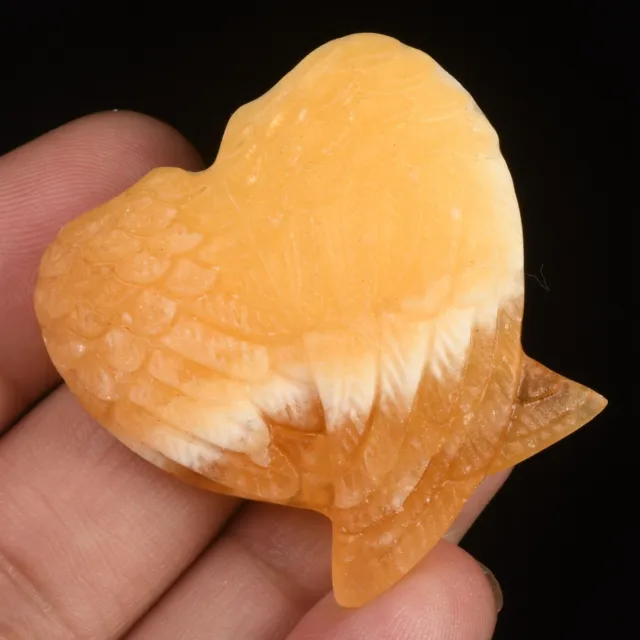 Colgante de alas de ángel tallado a mano naranja natural Supreme de 1,5" #37Y47