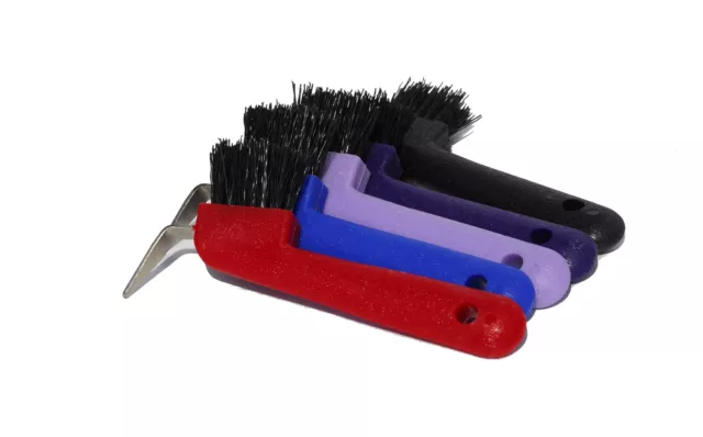 Horse Hoof Pick with Brush - Plastic Handle - Various Colours | Equestrian