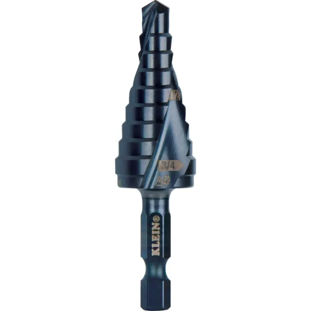 Step Drill Bit, Quick Release Spiral Double-Fluted, 1/4 to 3/4-Inch, Hex Shank