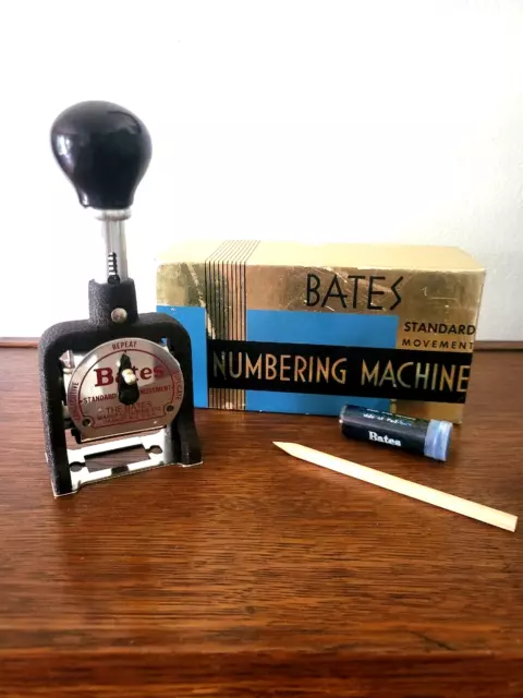 Vintage Bate’s Standard Movement Numbering Machine - NEW -6 Wheel, Style E