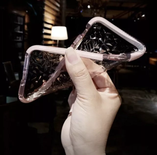 Housse étui mode iPhone X/XS motif diamant clair rose 2