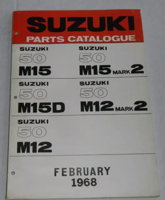 NOS 1964-1968 Suzuki M12 M15 Parts book manual List