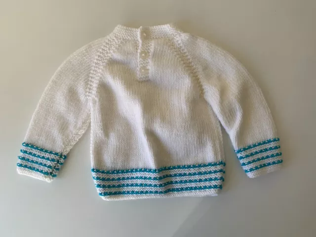 Hand Knitted Toddler Baby White Stripe Jumper 3