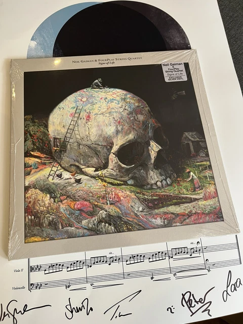 Neil Gaiman Signs Of Life ltd ed. of 200 with a2 signed poster on silver vinyl