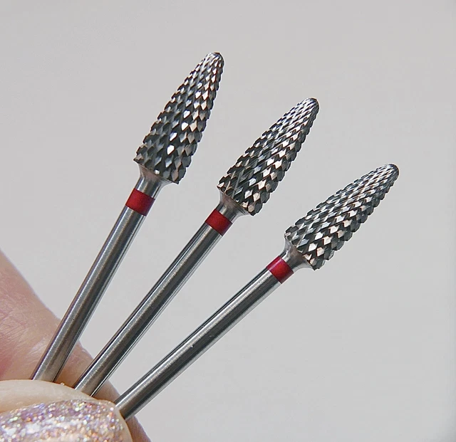 Broca broca de carburo broca manicura a granel cono rojo fino 5 mm 1 pieza tipo 2