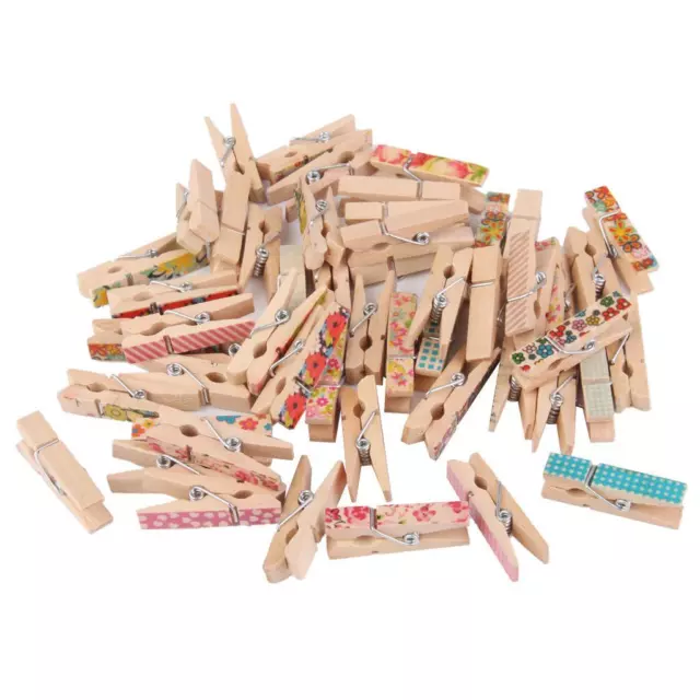 50pcs Mini Wooden Craft Pegs Clothes Paper Photo Clothespin Clips Decor 35mm