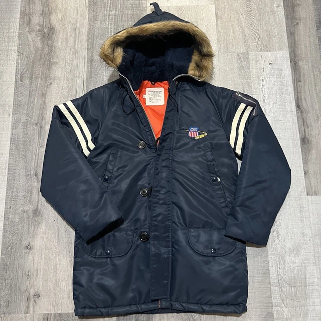 VTG Union Pacific Railroad Antarctica Parka Navy Blue Full Zip USA Jacket XS