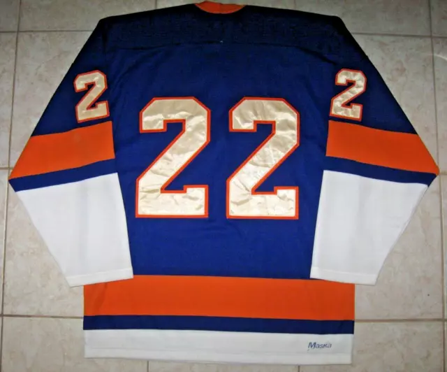 VINTAGE #22 Mike BOSSY New York ISLANDERS Off. Lic. MASKA Jersey, Size Men's M