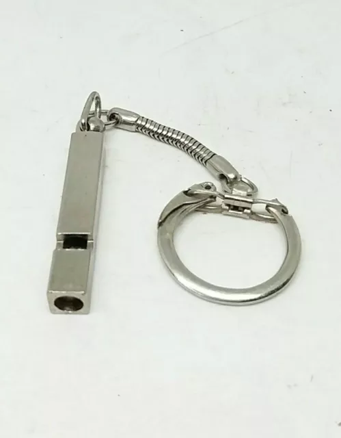 New Vintage Metal Square Shrill Whistle Keyring Key Ring Charm Dog Emergency Etc