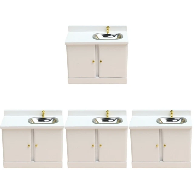 4 un. gabinete en miniatura fregadero de cocina casa de muñecas gabinete de casa de muñecas