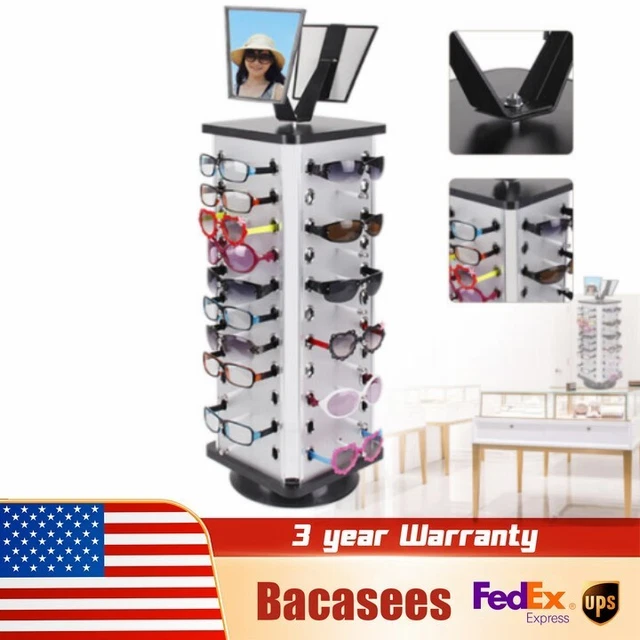 44 Pair Glass Display Rack Sunglasses Organizer Glasses Stand Holder W/Mirror US