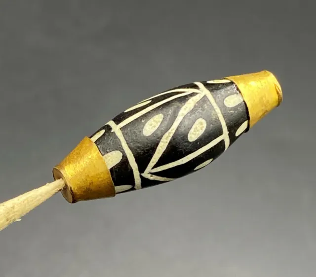 Dzi Old Beads Ancient Pyu Burmese South East Asian Antiquity Agate Jewelry Gold 3