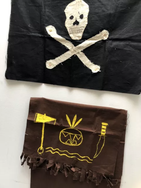 Handmade Vintage Boy Scout Projects Pirate Flag, Indian Sash +