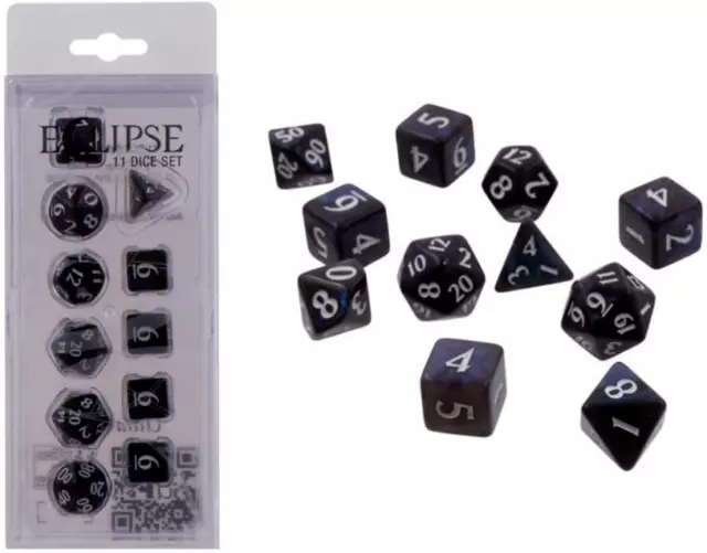 ULTRA PRO Eclipse 11 Dice Set Jet Black NEW