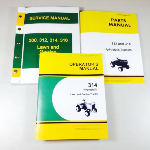 Service Operators Parts Manual Set For John Deere 314 Lawn Garden Tractor Repair
