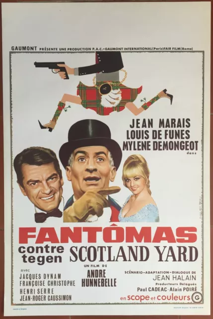 Affiche Belge FANTOMAS CONTRE SCOTLAND YARD Jean Marais LOUIS DE FUNES Demongeot